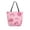 Roses and Bows Pattern, variant on Open Top Canvas Tote Bag with Zipper Reusable Shopping Bag 13.5x15" Roomy Carryall Pink Bows and Strawberries