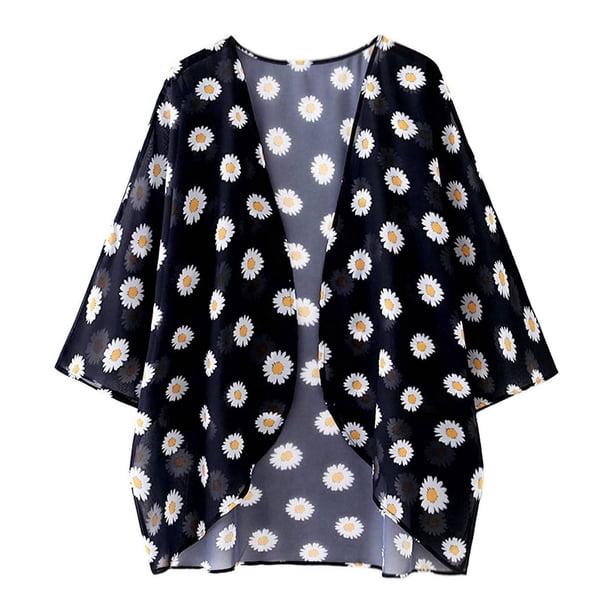 Cárdigan con estampado floral, elegante cárdigan de manga 3/4 para la oficina LYUMO Cárdigans