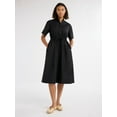 thumbnail image 4 of Free Assembly Women's and Women's Plus Cotton Double Tie Utility Midi Dress with Short Sleeves, Sizes XS-4X, 4 of 5