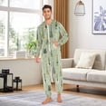 thumbnail image 6 of FORMRS Onesies Pajama for Adults Unisex Hoodie Winter Jumpsuit One Piece Sleepwear, Sizes S-2XL, Green Floral Guitar Pattern, 6 of 7