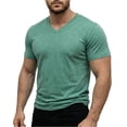 thumbnail image 2 of LTTVQM Mens Tee V Neck Short Sleeve Shirt Light Soft Elastic Comfort Breathable Home Blouses Cyan 2XL, 2 of 4