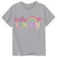 thumbnail image 3 of Bysome Tees for Girls First Day of School Cartoon Print Short Sleeve Crew Neck Shirts Summer Back to School Soft Girl Tops Size 18-24 months Light Gray, 3 of 3