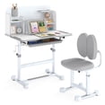 thumbnail image 1 of Costway Kid's Study Desk & Chair Set with Tilt Desktop, Pen Holder & Tray, Reading Stand Gray, 1 of 10