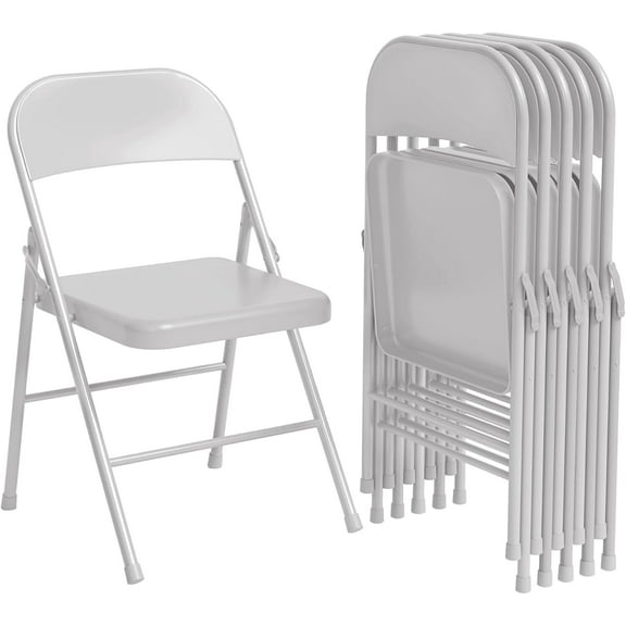 Towallmark 6 Pack All-Steel Folding Chairs with Backrest, Heavy Duty Metal Foldable Dining Chair Set of 6 Hold Up to 350 LBS, Portable Chair for Child, Indoor & Outdoor Events