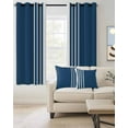 thumbnail image 2 of Simple Retro Blue Stripes Blackout Curtains 72 Inches Length, Modern Abstract White Lines Window Treatment Thermal Insulated Drapes for Bedroom Living Room 2 Panels 104x72 Inches, 2 of 8
