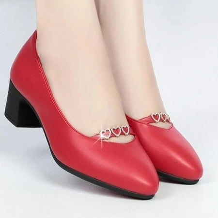 

Women Classic Black Pu Leather Office Square Heel Pumps Zapatos De Mujer Lady Cute Brown Comfort Pumps for Party A1237 g 35