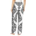 thumbnail image 6 of Pajama Pants Women - Paisley Pattern Black White Soft Breathable Sleep & Lounge Pants for Women, Comfy Casual Pj Pants Bottoms with Pockets, 6 of 7