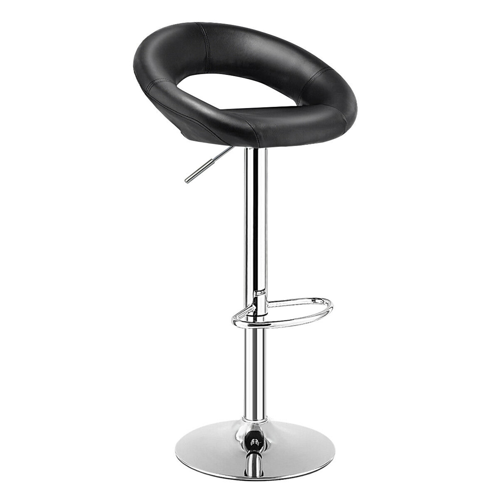 Gymax Bar Stool with Adjustable Height & Swivel, Black, Set of 4