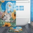 thumbnail image 2 of Bathroom Sets Curtain and Rug Sets 23.6x15.7 in Non-Slip Mat and 60x72 in Shower Curtain for Home Bath Dcor Playful Cat Lying Sunflowers, 2 of 8