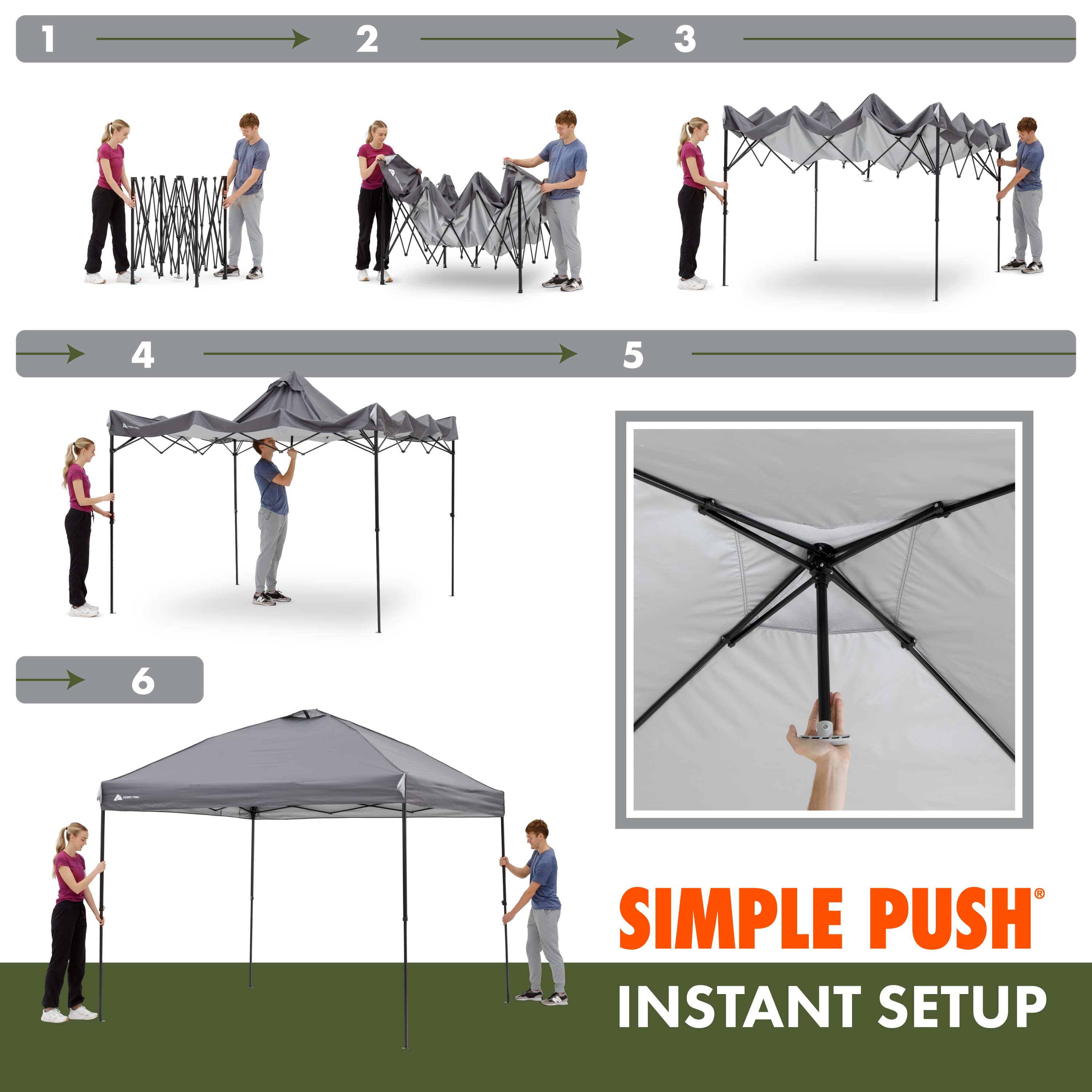 Carpa tipo toldo Ozark Trail de 10x10 con apertura instantánea y montaje simple, patas rectas, para eventos y camping, azul marino 6
