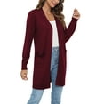 thumbnail image 4 of Uvplove Womens Classic Draped Long Sleeve Open Front Casual Knit Sweater Cardigan,Wine Red,L,S-2XL, 4 of 9
