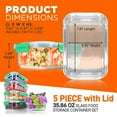 thumbnail image 2 of NutriChef 5-Piece Food Storage Containers - 35.86 oz Stackable Superior Premium Glass Meal-prep w/ Airtight Locking Lid, BPA-Free 100% Leakproof, Freezer-to-Oven-Safe, Wave Design, Dishwasher Safe, 2 of 7