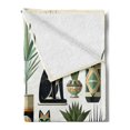 thumbnail image 2 of Ambesonne Cat Fleece Throw Blanket Boho Ethnic Animal Botanocal 60"x80" Black Ginger Mint Green, 2 of 5