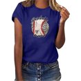 thumbnail image 1 of Gibobby Casual Playera de Manga Corta para Mujer Mujeres Casual Béisbol Impresión Mangas Cuello Redondo Camiseta Suelta Blusa Tops(Azul,XL), 1 of 4