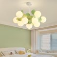 thumbnail image 3 of UEEYAC French Cream Style Living Room Glass Pendant Light Modern Green Bubble Chandelier, 3 of 13