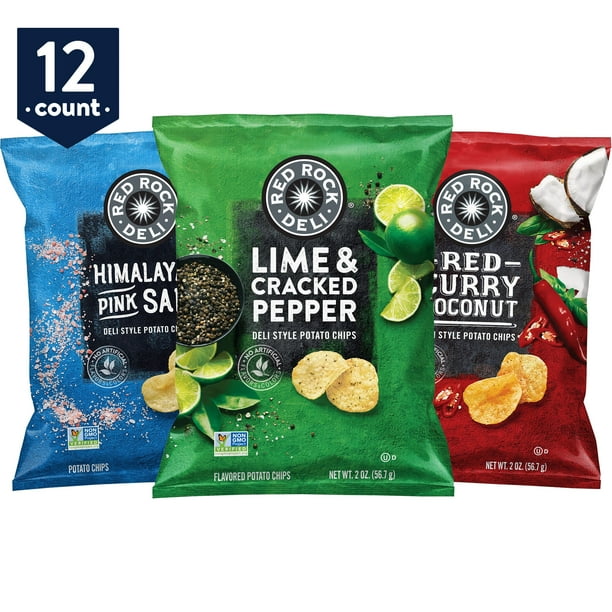 Red Rock Deli Style Potato Chips, Variety Snack Pack, 2 oz Bags, 12