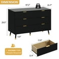 thumbnail image 6 of YouTrend 6 Drawer Dresser with Metal Handles Modern Fluted Wood Dresser Adult Storage Chest of Drawers for Bedroom Living Room Hallway,Black, 6 of 12