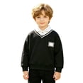 thumbnail image 6 of WUANDIXFA Toddler Boys Fleece Lined Sweatshirt Preppy Long Sleeve Warm Pullover Tops Base Shirt Long Sleeve Boys Shirts,Black,6-7 Years, 6 of 6