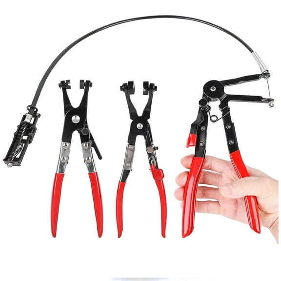 3Pcs Hose Clamp Pliers, Remover Kit with Long Reach Wire Spring Hose Clamp Pliers for Automotive Coolant Radiator Heater and Water Hose