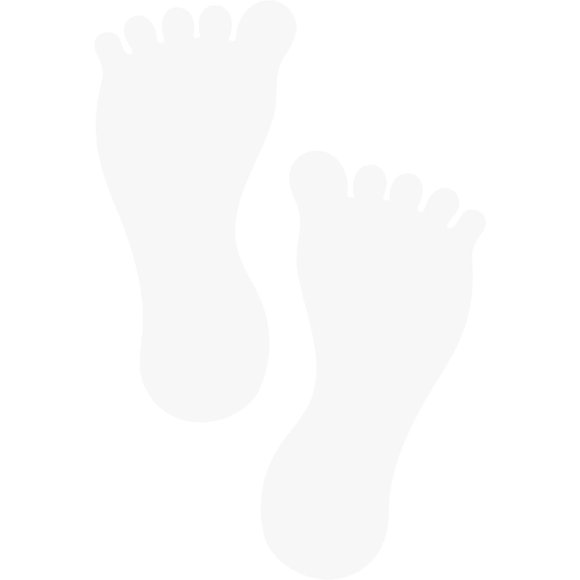 LiteMark 7 Inch Durable White Barefoot Footprint Stickers - Waterproof Gloss Finish Vinyl Routes Marking Decals Pack of 12 (6 Pairs)