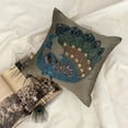 thumbnail image 3 of Pillow Covers, 20x20 Pillow Cover Taupe, Pillow Covers 20x20 inch (50x50 cm) Green, Silk Throw Pillow Covers, Handmade Pillow Covers, Traditional Style, Birds - Taupe Green Peacock, 3 of 12