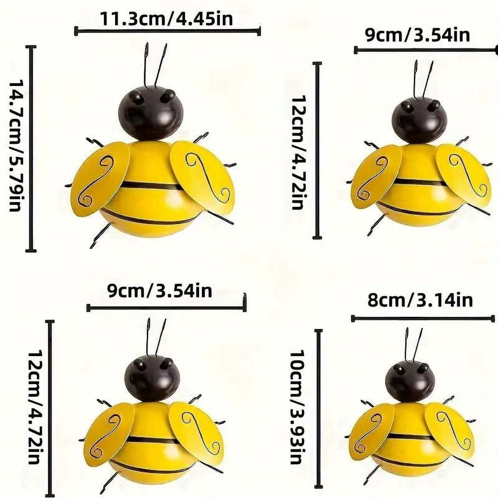 3pcs/4pcs Metal Bee Wall Art Sculptures, Metal Wall Art 3D Sculpture Metal Bumble Bee Wall Decor, Garden Yard Fence Decorations Metal Art Bee Figurine, Garden Yard Art Sign For Outdoor