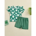 thumbnail image 3 of Musuos Toddler Girls Cute Summer Clothes Set, 6M 12M 18M 24M 3Y 4Y Short Sleeve Crew Neck Flower Print T-shirt with Solid Color Shorts, 3 of 10