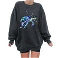 thumbnail image 6 of Floleo Clearance Fall Clothes For Women Women Wild Ocean Print Loose O-Neck Long-Sleeved Fleece Oversized Sweatshirt Pullover Dark Gray, 6 of 9