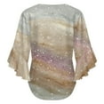 thumbnail image 6 of Abstract Marble With Sparkles Women's V-Neck Blouse With 3/4 Ruffled Bell Sleeves Casual Top Ladies Blouses, 6 of 7