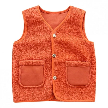 

Jovati Baby Boy Clothes Orange Fall Winter Boys and Girls Fleece Warm Cardigan Vest Baby Girl Clothes On Clearance