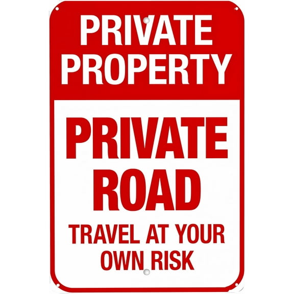 Private Road Travel at Your Own Risk Tin Sign - 8"x12" Vintage Metal Warning Sign, Road Safety Decor for Home Farm Bar Coffee Shop Club Rural Area