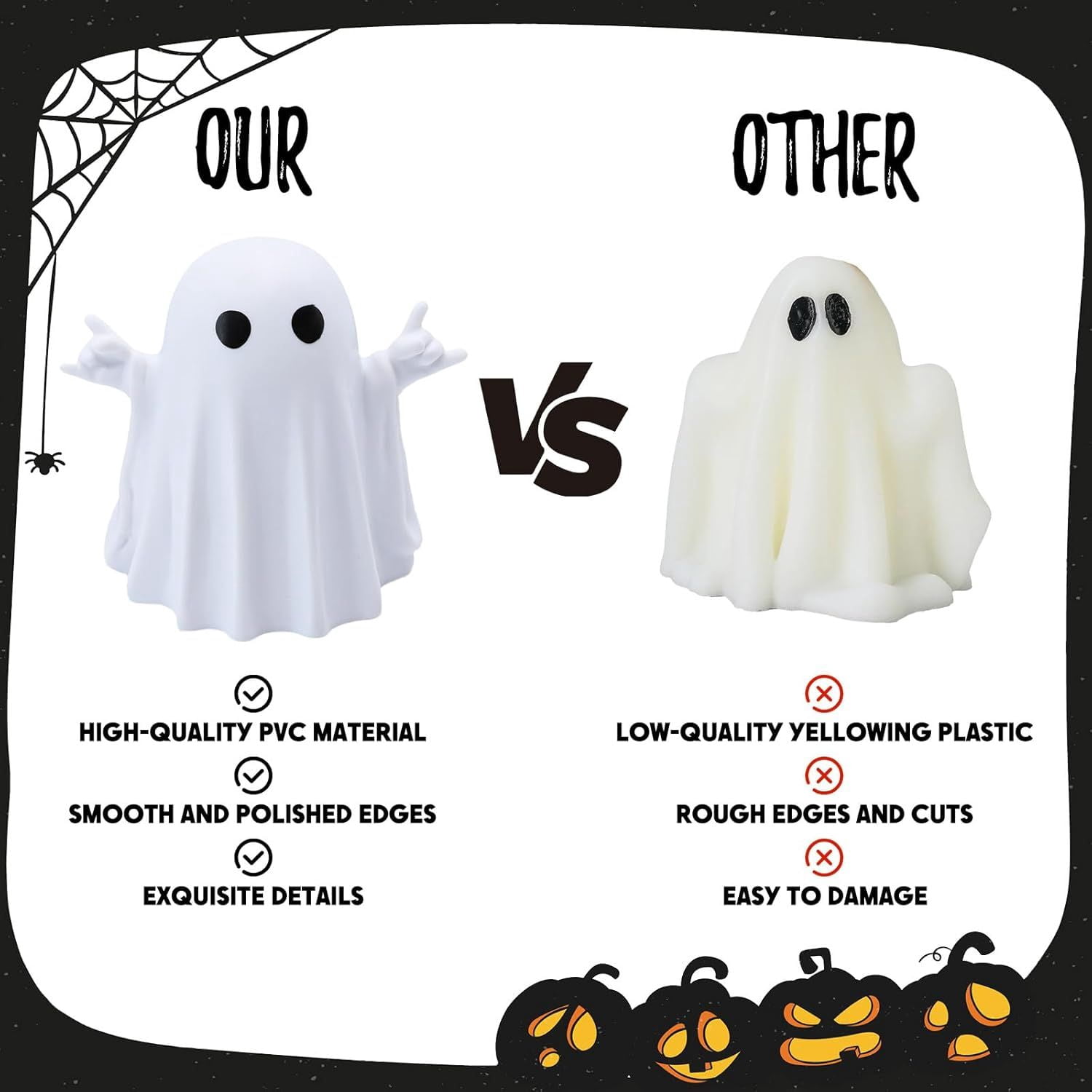 Glow-in-the-Dark Mini Ghost Figurine for Halloween Desk and Shelf Decor