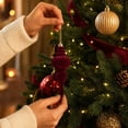 thumbnail image 6 of 2026 Christmas Indoor Decoration Flocked Finial Christmas Tree Ornaments 6Pcs Vintage Hanging Spire Drop Baubles Assorted Shapes For Xmas Party Decor, 6 of 7