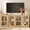 Oak, variant on WAMPAT Modern TV Stand for TVs Up to 70", 2-in-1 Entertainment Center TV Console with 4 Glass Doors and Adjustable Shelf, Wooden Media Console Cabinet for Living Room, Bedroom, Beige