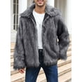thumbnail image 3 of Elippeo Men’s Winter Coat, Long Sleeve Lapel Collar Button Closure Furry Faux Fur Jacket Outwear, 3 of 6