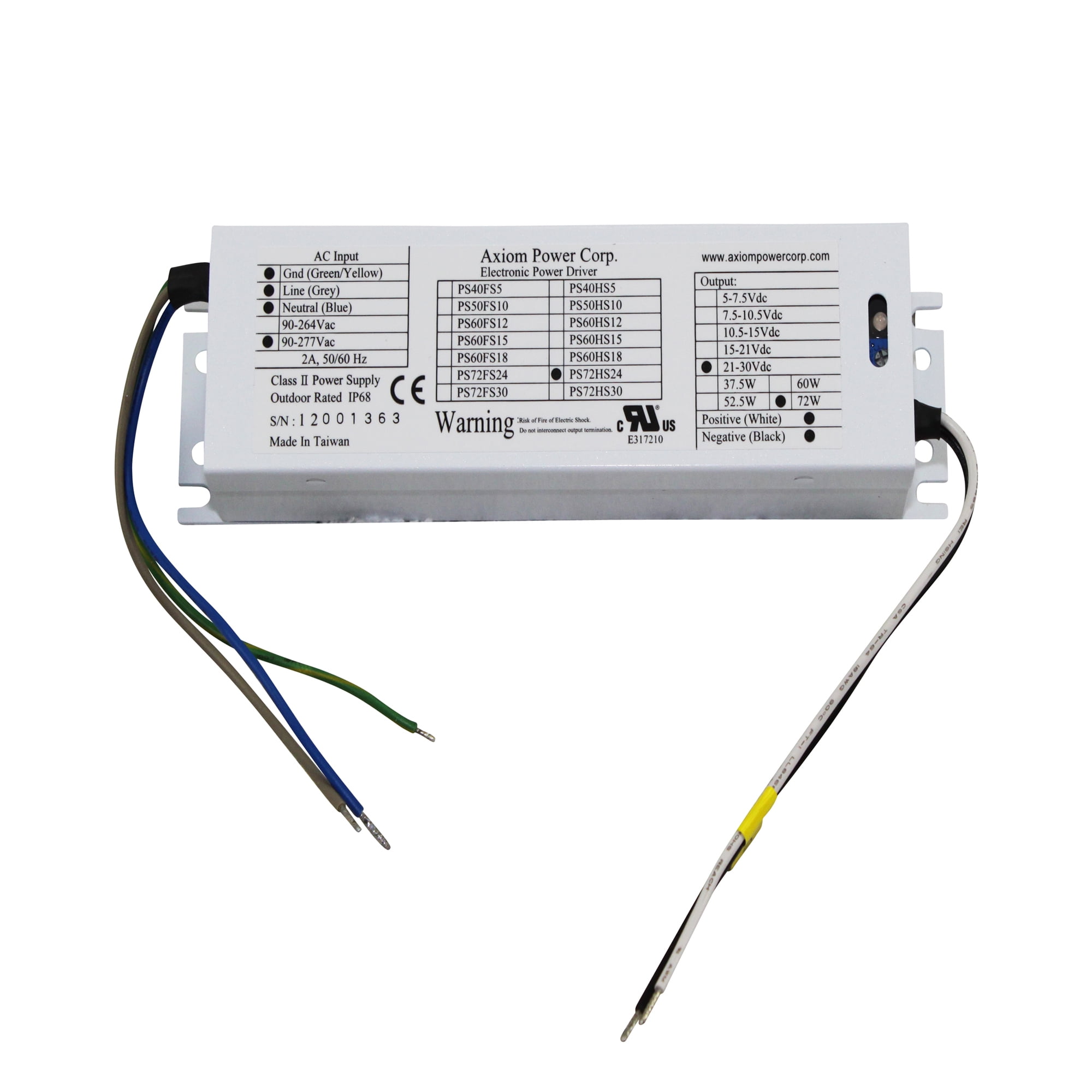 Axiom Led Power Supply Electronic Driver 72W 2130 Vdc Output