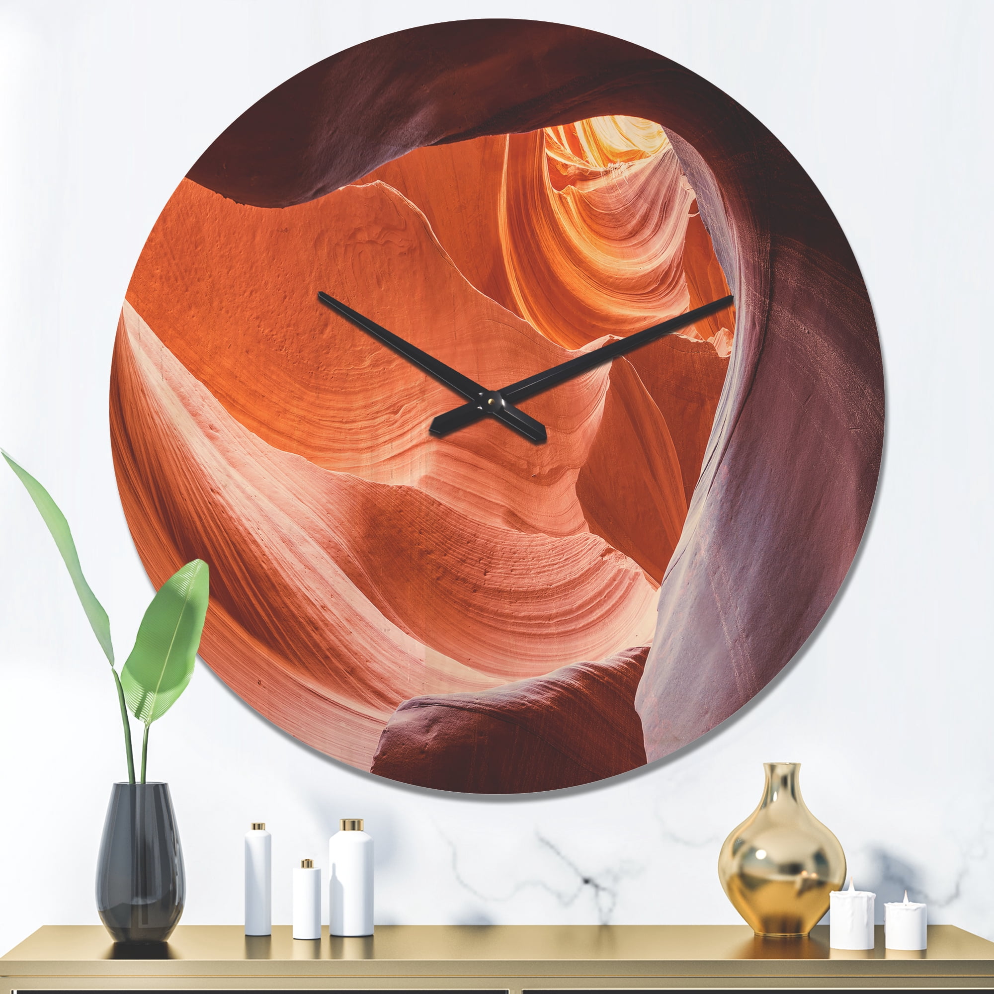 Designart 'Antelope Canyon Inside View Landscape' Modern Wood Wall Clock