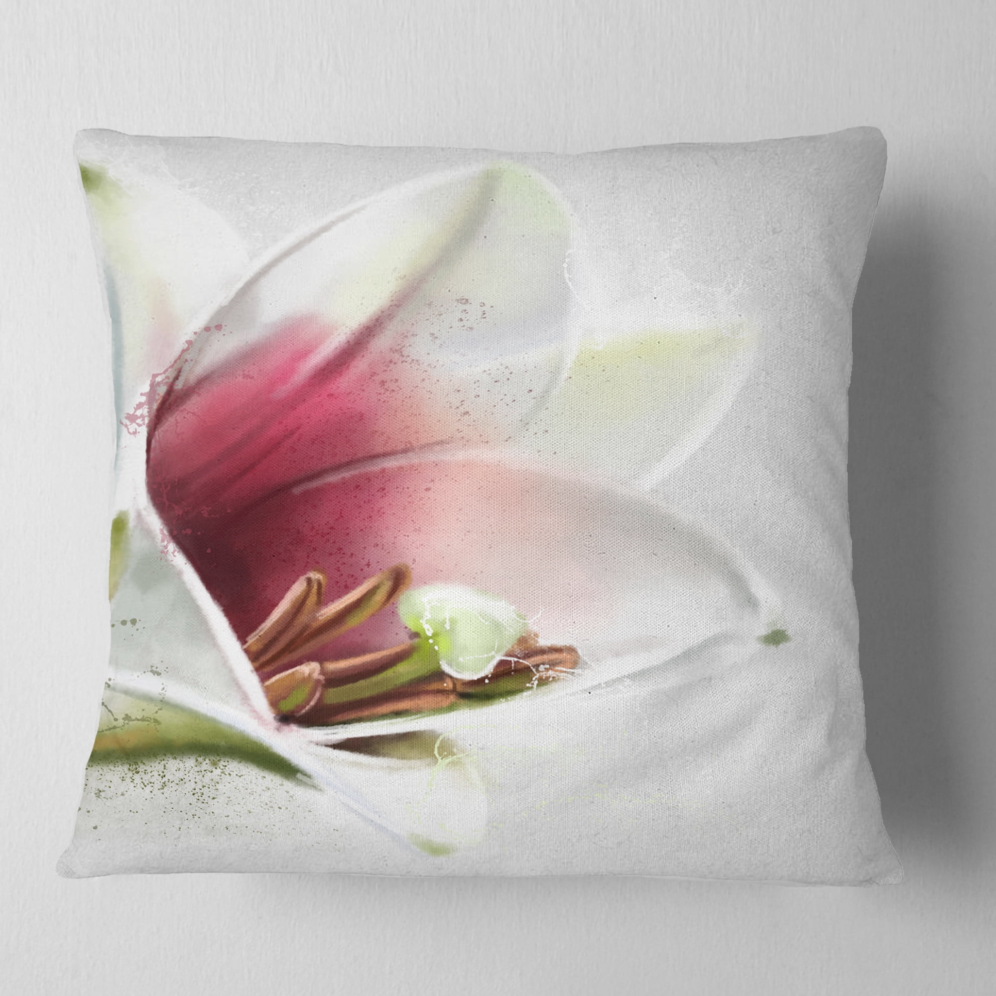 Designart Beautiful Lily Flower Watercolor - Flowers Throw Pillowwork - 18x18