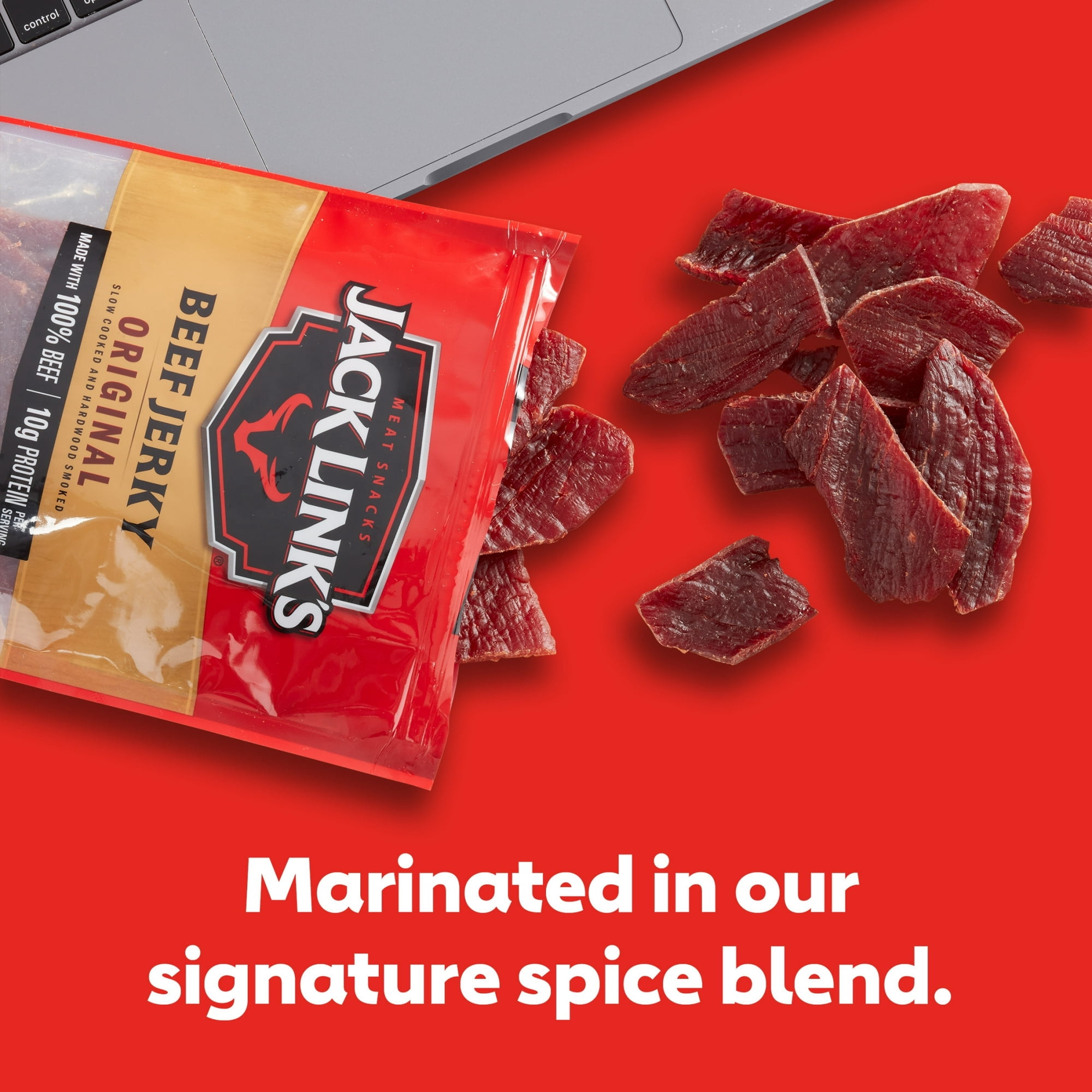 Jack Link’s Beef Jerky, 100% Beef, Original, 2.85 OZ 10g of Protein Per Serving
