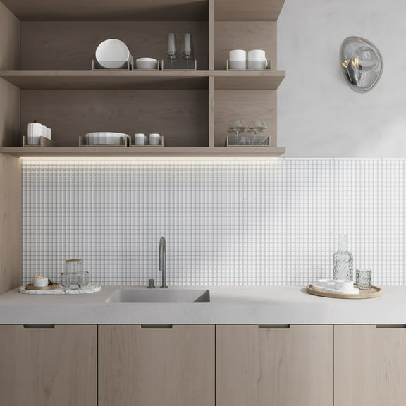 10 pack White 11.8 in. x 11.8 in. 1 in. x 1 in. Matte Finished Glass Mosaic Floor and Wall Tile (9.67 sq. ft./Case)