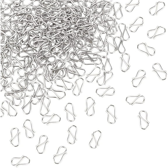 200pcs S-Hook Clasp 304 Stainless Steel Hook Clasps Stainless Steel Color S Hooks Clasps Necklace Clasp Connectors S-Shaped Hook for Necklace Jewelry Making 12mm Long
