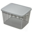 thumbnail image 2 of (2 pack) Mainstays Extra Large Decorative Plastic Storage Basket w/Lid, Gray, 2 of 12