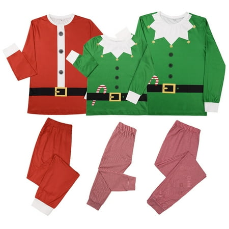

Musuos Family Matching Christmas Pajamas Christmas Men Women Kid Sleepwear Loungewear Long Sleeve Round Neck Top and Pants Set