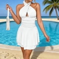 thumbnail image 6 of Lovzfmll Women's Cocktail Dress, Halter Neck Sleeveless with Low Back, Relaxed Fit Party Mini Dress White, S, 6 of 7