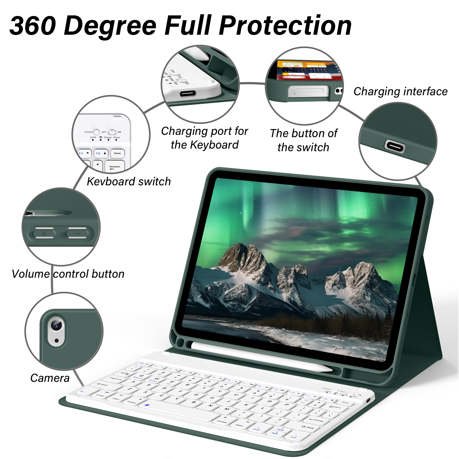 kenke for iPad 11/10th Gen Case with Keyboard 11/10.9 inch 2025