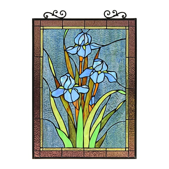 Radiance Goods Floral Tiffany-Style Stained Glass Verical Hanging Window Panel 25" Tall