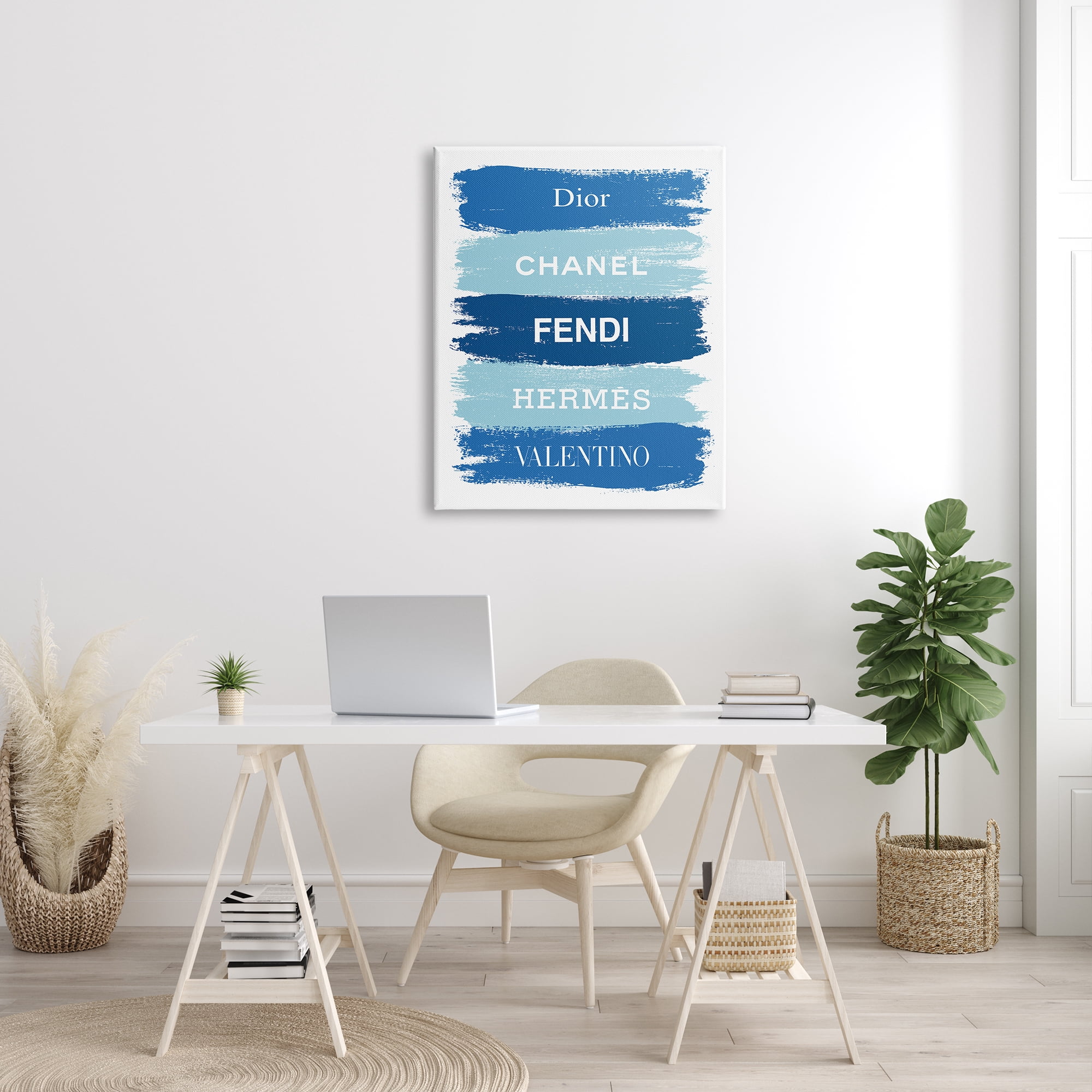 Stupell Industries Blue Denim Brush Strokes Glam Fashion Phrases, 30 x 40, Designed by Martina Pavlova