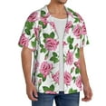 thumbnail image 2 of Rateoe Rose Flowers Pattern Men's Short Sleeve Classic Shirt, Casual Short-Sleeved Shirt, Lightweight Summer Shirt, Cuban Collar Shirt,Button-Front Shirt-Small, 2 of 5