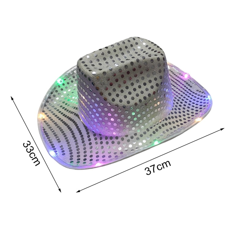 6779 18 Set Led Cowboy Hat Light Up Glitter Sequin Cowgirl With Sunglasses Zhanmai 18 Set LED Cowboy Hat Light Up Glitter Sequin  main image 4