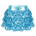 thumbnail image 2 of Xnihocha Kids Girls Sequins Tiered Ruffle Hip Hop Jazz Latin Ballroom Tap Ballet Dance Skirts Light Blue 12, 2 of 5